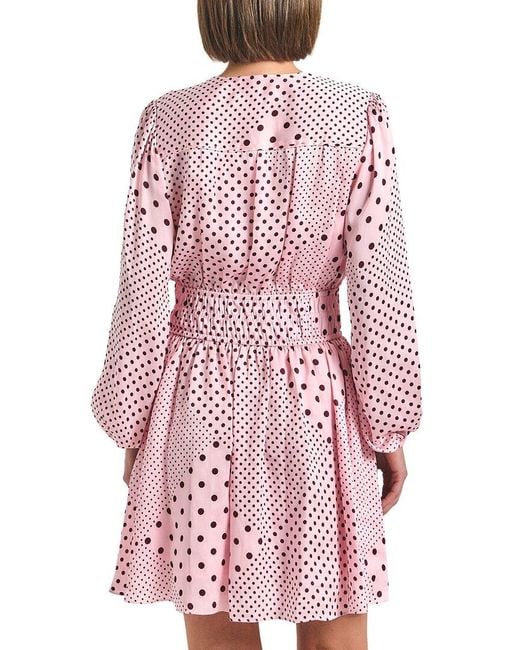 10 Crosby Derek Lam Red Calanthe Printed Satin Long Sleeve Dress