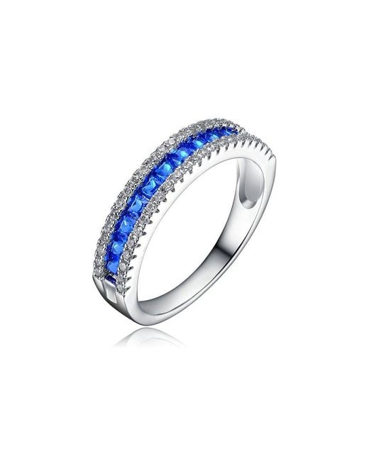 Genevive Jewelry Blue Silver Ring