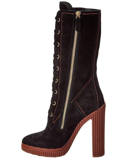 Tod's Black Tods Shearling & Leather Platform Boot