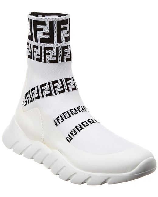 Fendi Ff Signature Socks Sneaker in White for Men Lyst