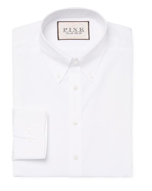 Thomas Pink White Traveller Button-down Collar Slim Fit Dress Shirt for men
