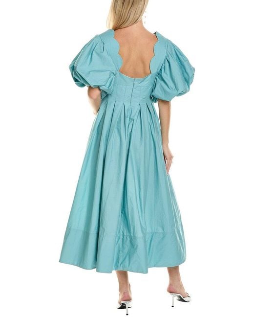white christmas dresses Light Blue Embroidery Short Sleeve Midi Dress main image 1