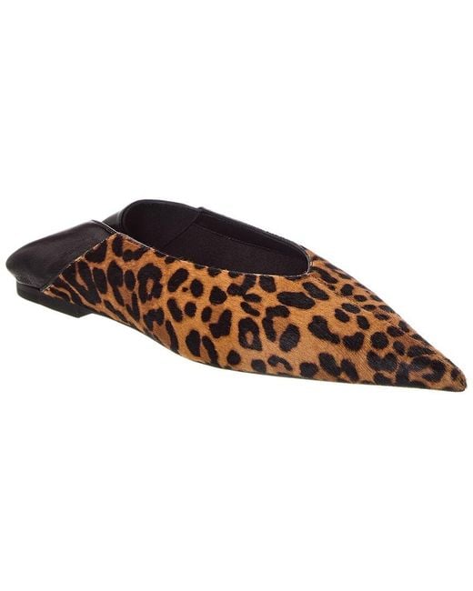 Saint Laurent Brown Kamari Haircalf & Leather Flat