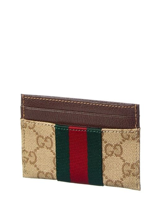 Gucci Brown Web Gg Canvas & Leather Card Case