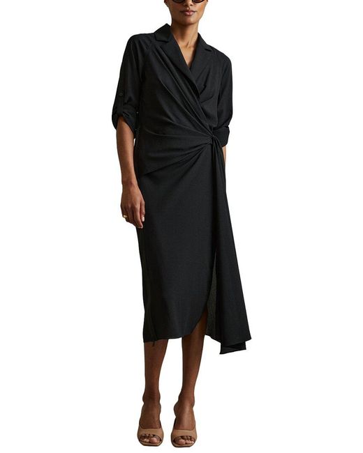 Reiss Black Whitney Woven Mix Dress