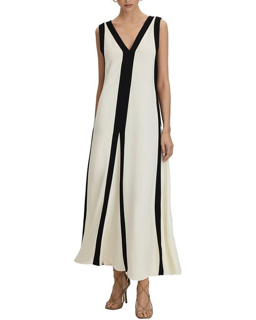 Reiss White Rae Colorblock Column Dress