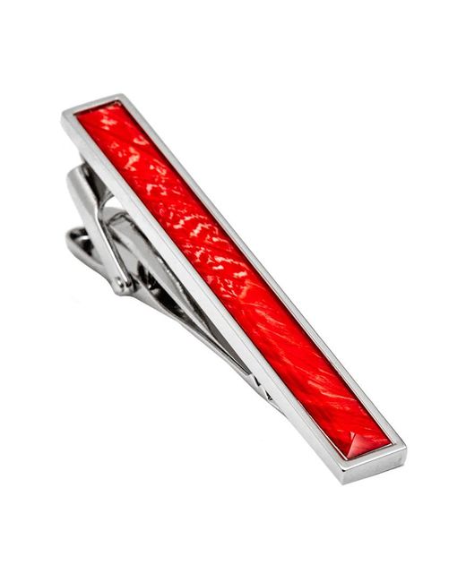Hart Schaffner Marx Red Hsm Rhodium Plated Enamel Tie Bar for men