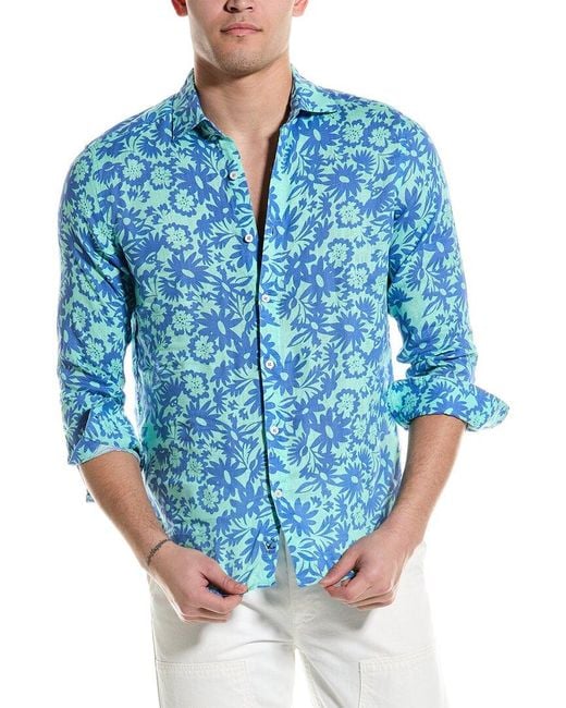 HIHO Blue Jeremy Linen Shirt for men