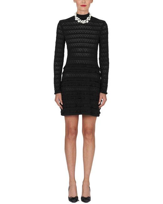 Carolina Herrera Black Turtleneck Knit Silk-blend A-line Dress