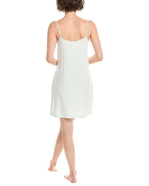 Hanro White Natural Elegance Lace Trim V-Neck Chemise