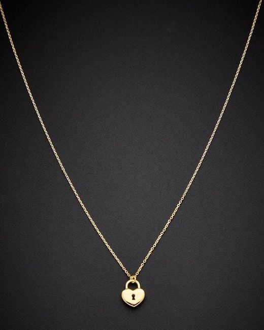 Italian Gold Black 14k Petite Heart Lock Necklace