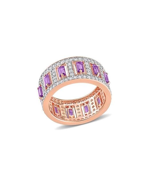Rina Limor Pink Rose Gold Over Silver 2.84 Ct. Tw. Gemstone Eternity Ring