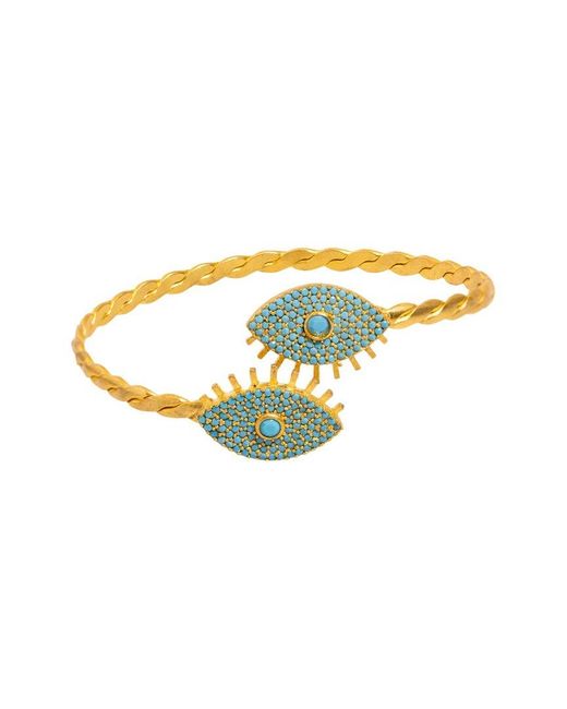 Ebru Jewelry Multicolor Protection & Luck Plated Cuff Bracelet