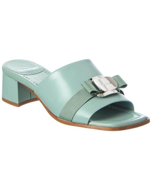 Ferragamo Green Leather Sandal