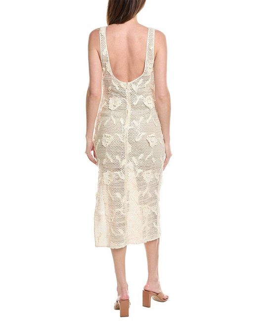 MILLY Natural Sequin Crochet Cover-Up Maxi Dress