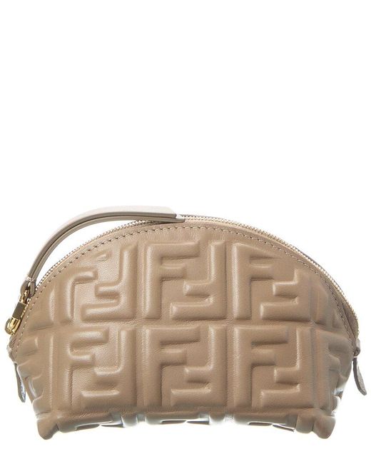 Fendi Brown Baguette Small Leather Toiletry Case