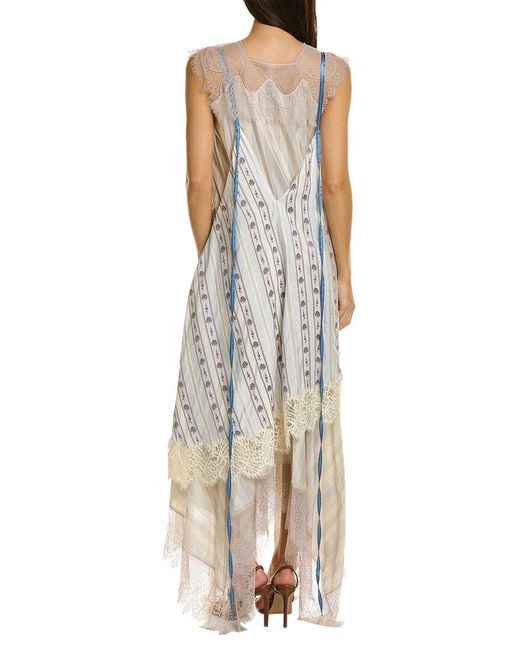 Lanvin Natural Layered Silk Midi Dress