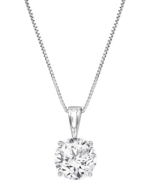 Lab Grown Diamonds Metallic 14k 2.50 Ct. Tw. Lab Grown Diamond Solitaire Pendant Necklace