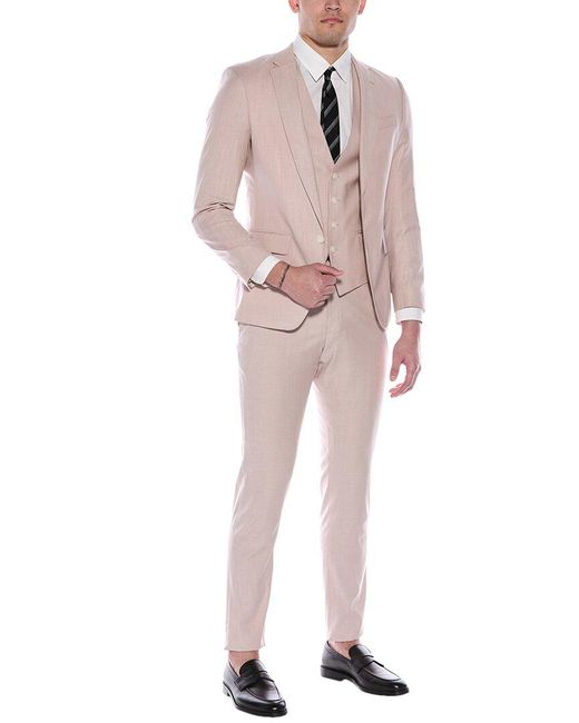 Boss Pink 2Pc Slim Fit Wool-Blend Suit for men