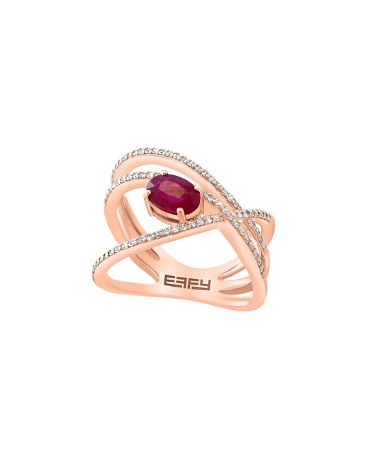 Effy Fine Jewelry Pink 14K Rose 0.73 Ct. Tw. Diamond & Citrine Ring