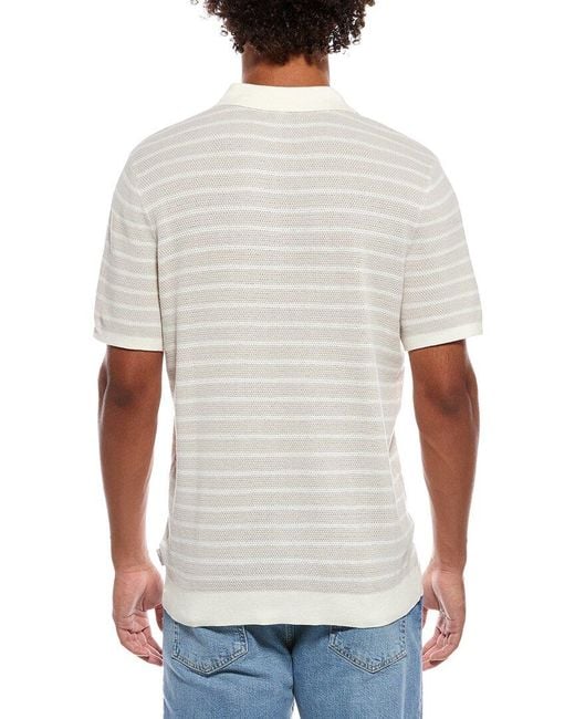 Onia White Textured Knit Polo Shirt for men