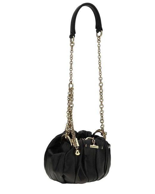 Chloé Black Plissé Leather Shoulder Bag