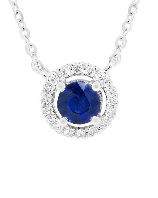 Diana M Blue Fine Jewelry 14k 0.72 Ct. Tw. Diamond & Sapphire Pendant