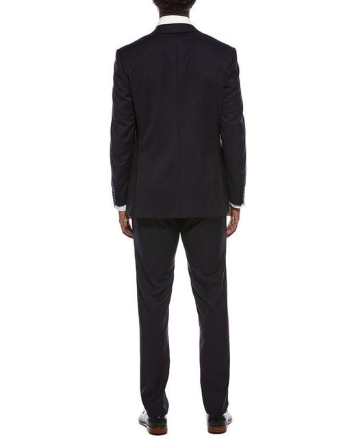 Canali Black 2Pc Wool Suit With Flat Front Pant for men