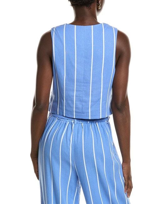 NVLT Blue Linen-Blend Vest