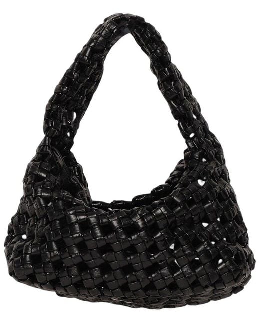 Walter Baker Black Mackenzie Woven Knot Leather Hobo Bag