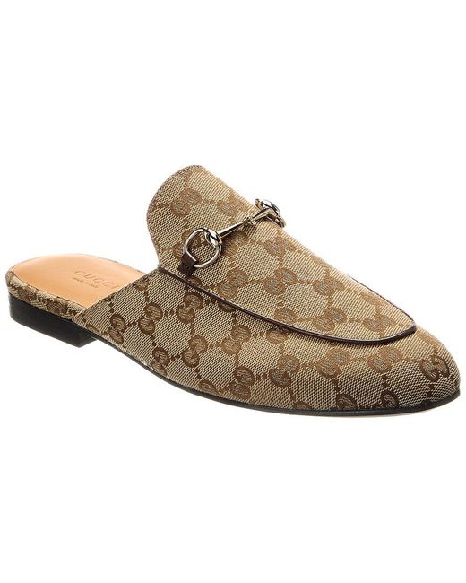 Gucci White Princetown Gg Canvas Mule