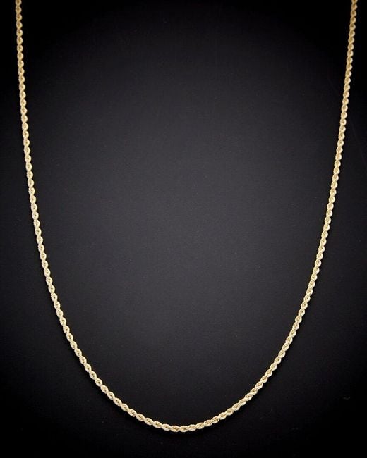 Italian Gold Black 14k Hollow Rope Chain Necklace