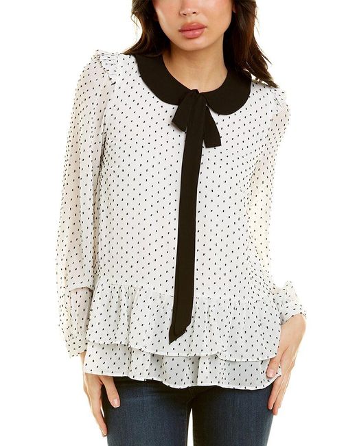 Cece Long Sleeve Clip Dot Blouse in 