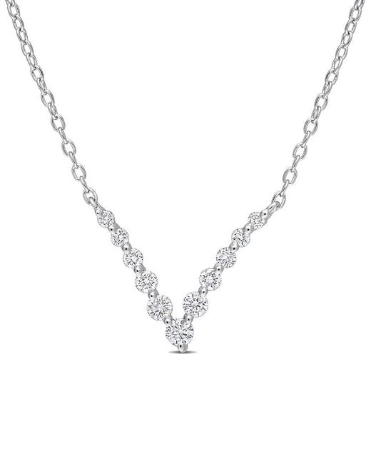 Lab Grown Diamonds Metallic 0.34 Ct. Tw. Lab Grown Diamond Graduated V Necklace