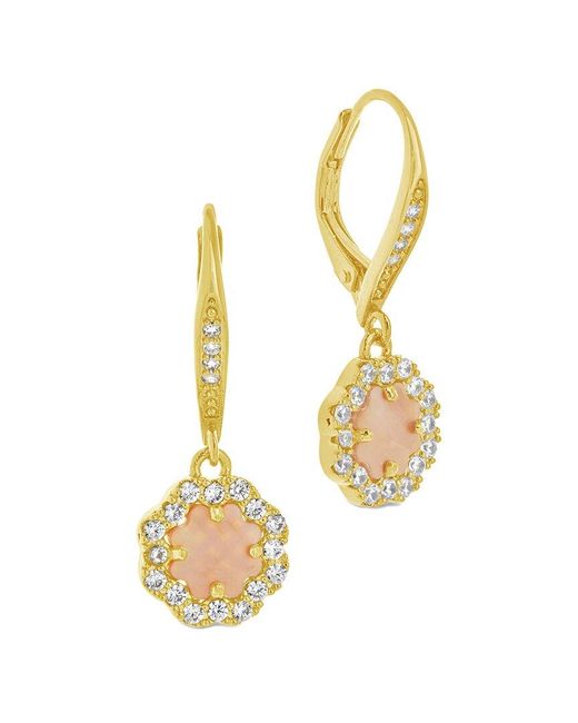 Sterling Forever Metallic 14K Plated Frame Rose Petal Short Drop Earrings