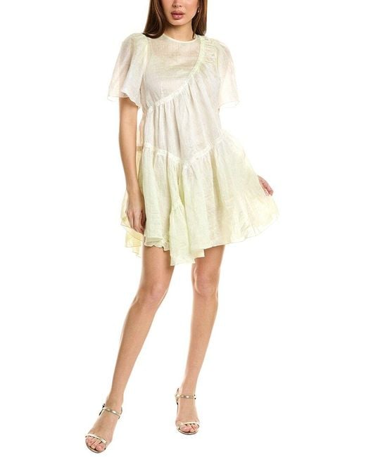 Sandro Yellow Linen-Blended Midi Dress