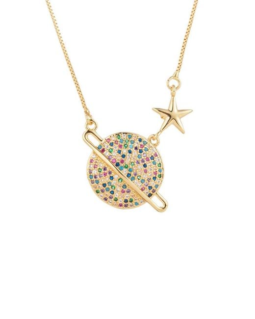 Eye Candy LA Metallic The Luxe Collection Silver Cz Saturn Necklace