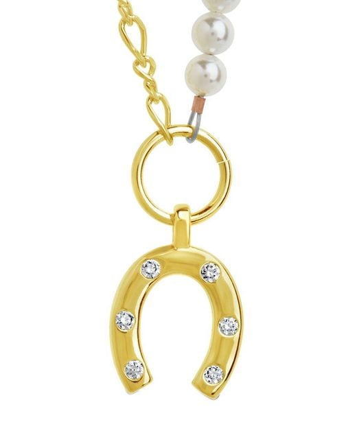 Sterling Forever White 14k Plated 4mmmm Pearl Cz Elva Necklace