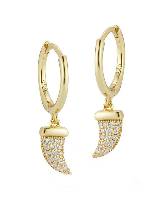 Sphera Milano Metallic 14k Over Silver Cz Horn Earrings