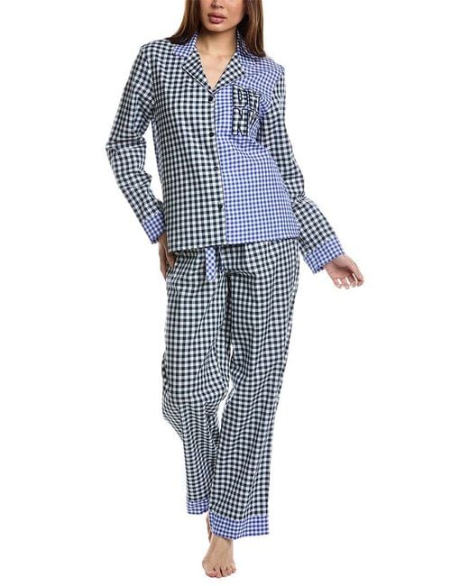 DKNY Blue 2Pc Notch Top & Pant Sleep Set