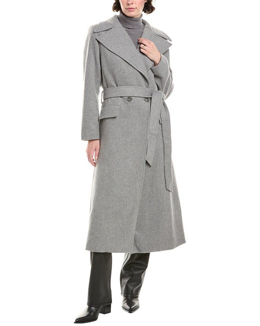 Pascale La Mode Gray Long Wool-blend Trench Coat