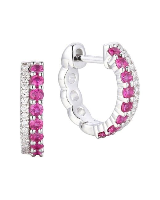 Gregg Ruth Pink 14K 0.57 Ct. Tw. Diamond & Ruby Huggie Earring