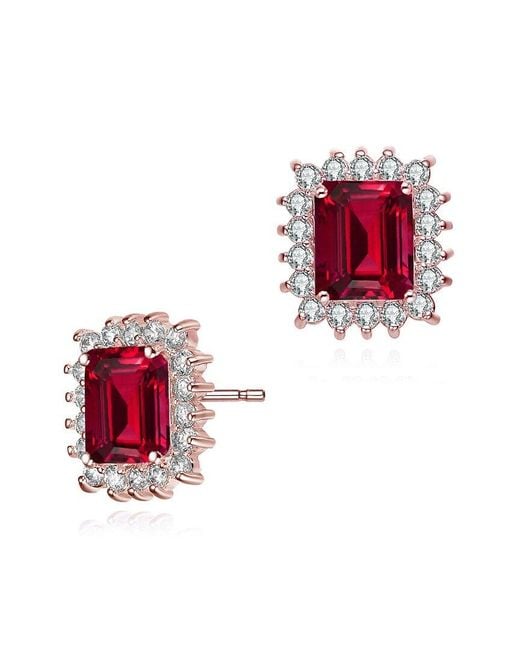 Genevive Jewelry Red 18k Rose Gold Plated Earrings