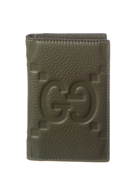 Gucci Green Jumbo GG Leather Card Case for men