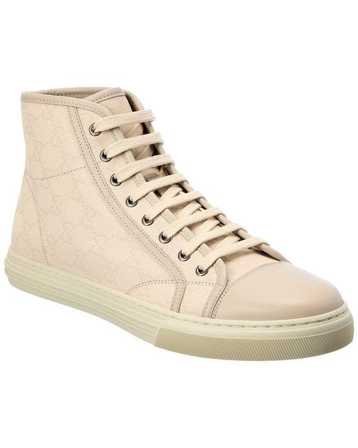 Gucci Natural GG Canvas & Leather High-top Sneaker for men