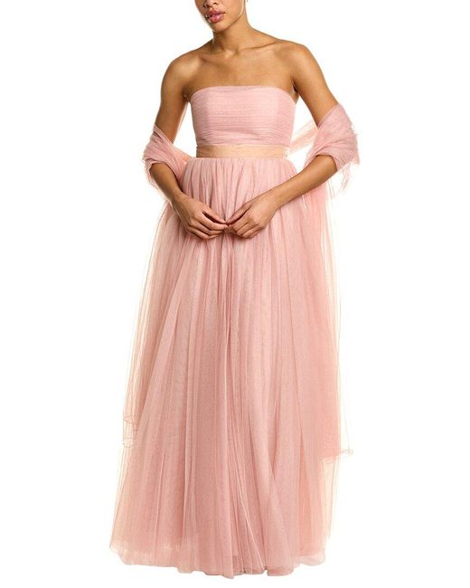 Badgley Mischka Pink Tulle Babydoll Gown