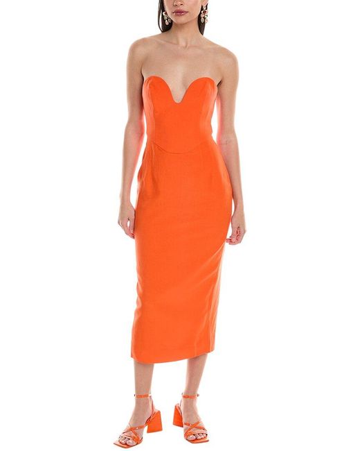 Mara Hoffman Orange Isla Linen-blend Midi Dress