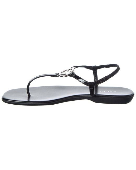 Gucci Metallic Interlocking G Patent Sandal