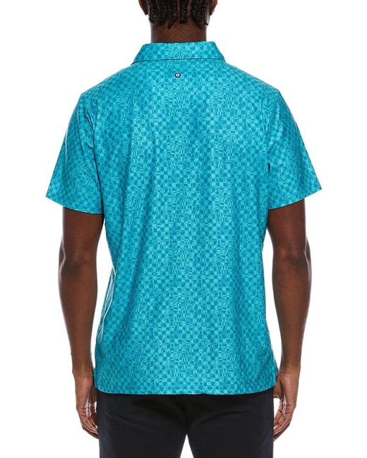 Ben Sherman Blue Twisted Checker Tech Jersey Sports Fit Polo Shirt for men