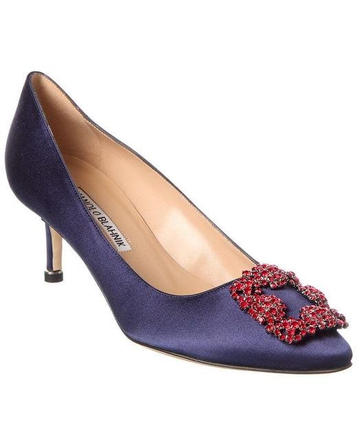 Manolo Blahnik Blue Hangisi 100 Satin Pump